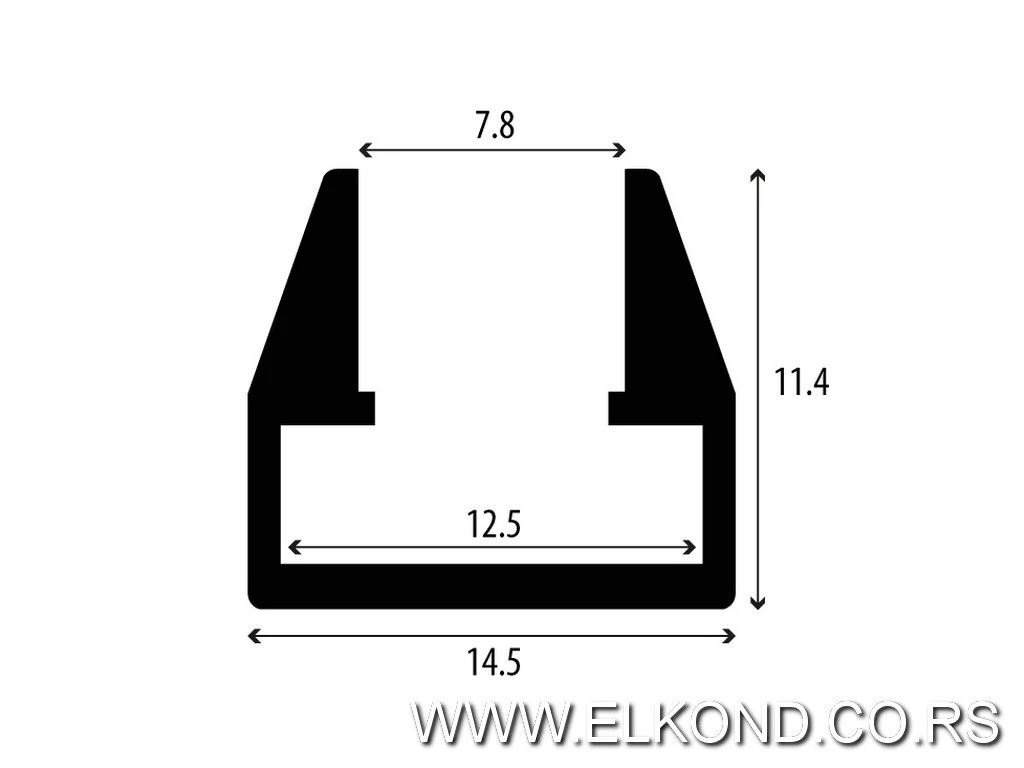 ALU PROFIL ZA LED TRAKE ZA SATKLO 8mm H-1000mm