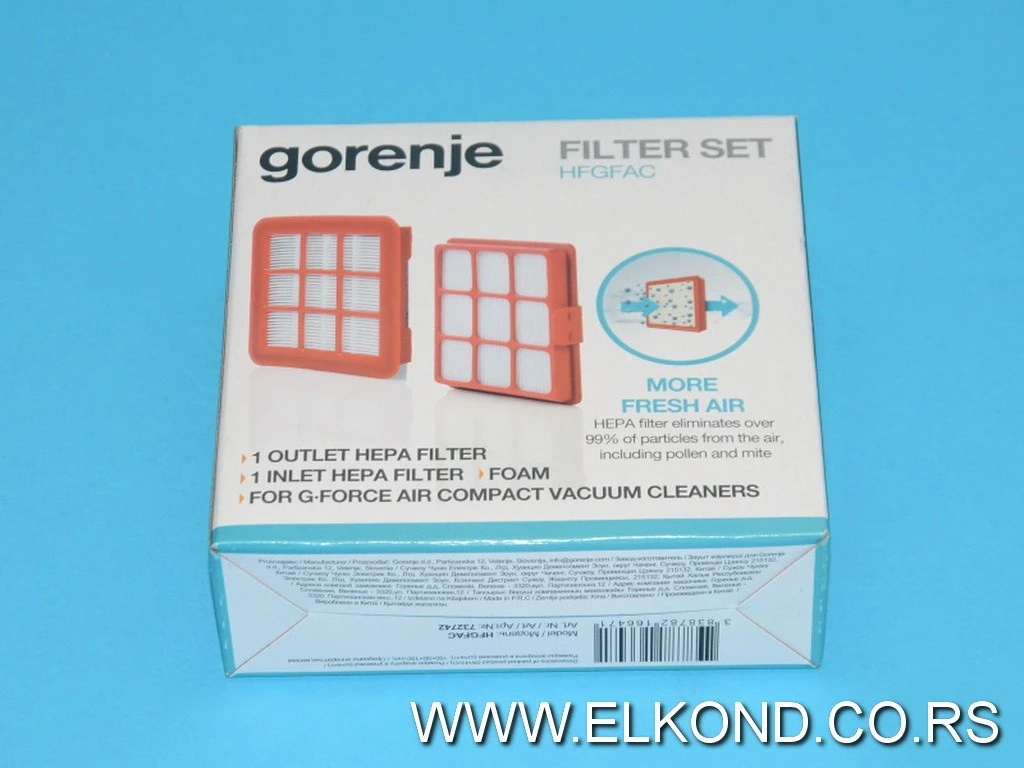 HEPA FILTER USISIVAČA GORENJE SET HFGFAC 732742
