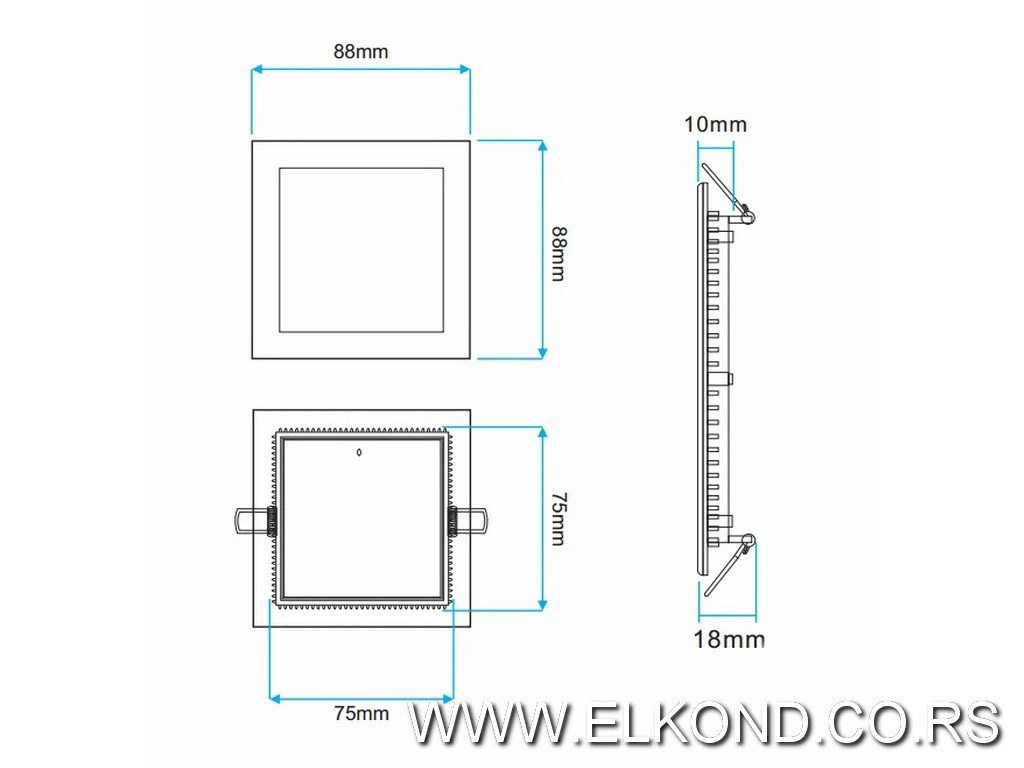 LED PANEL  3W 3000K 160lm KVADRATNI UGRADNI MITEA