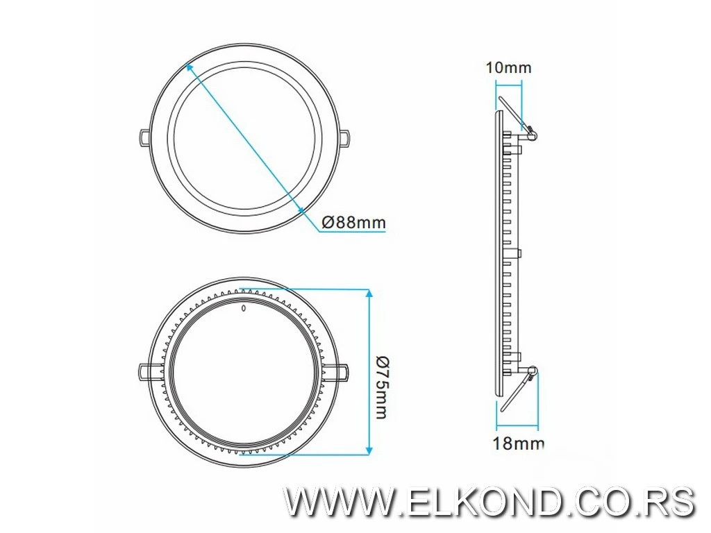 LED PANEL  3W 4000K 160lm OKRUGLI UGRADNI S-NIKEL