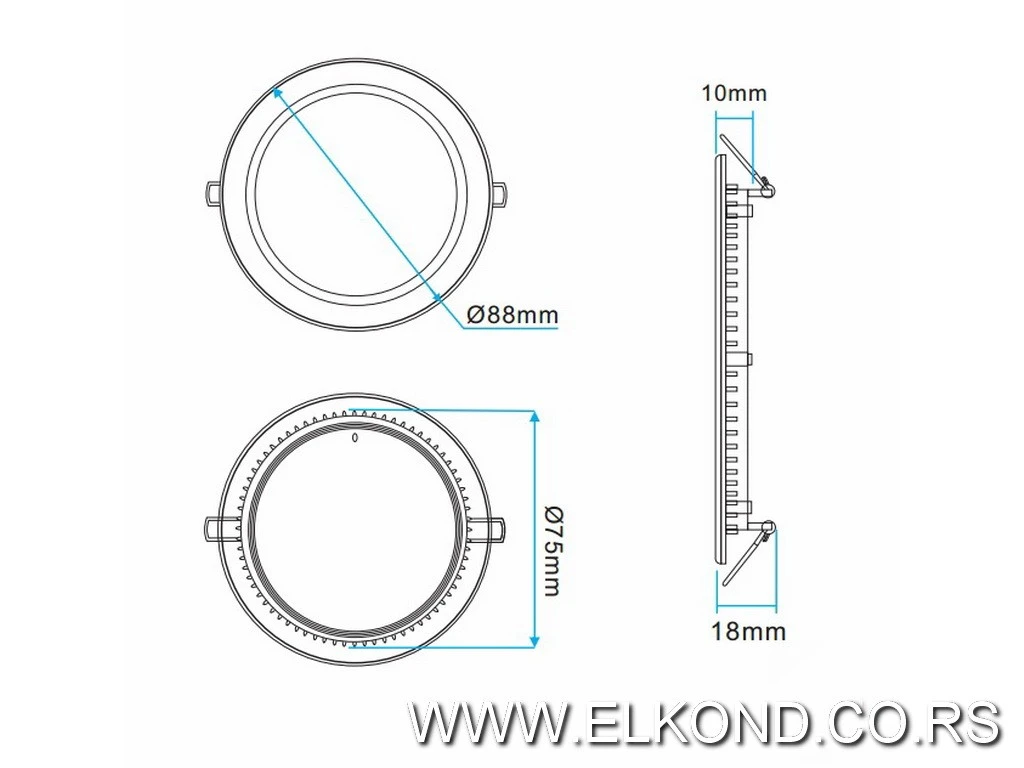 LED PANEL  3W 6500K 160lm OKRUGLI UGRADNI BLACK