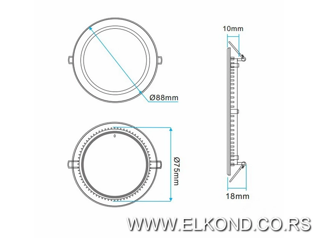 LED PANEL  3W 6500K 160lm OKRUGLI UGRADNI S-NIKEL