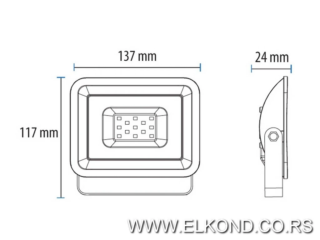 LED REFLEKTOR 20W 6500K 1600lm SMD CRNI PROSTO