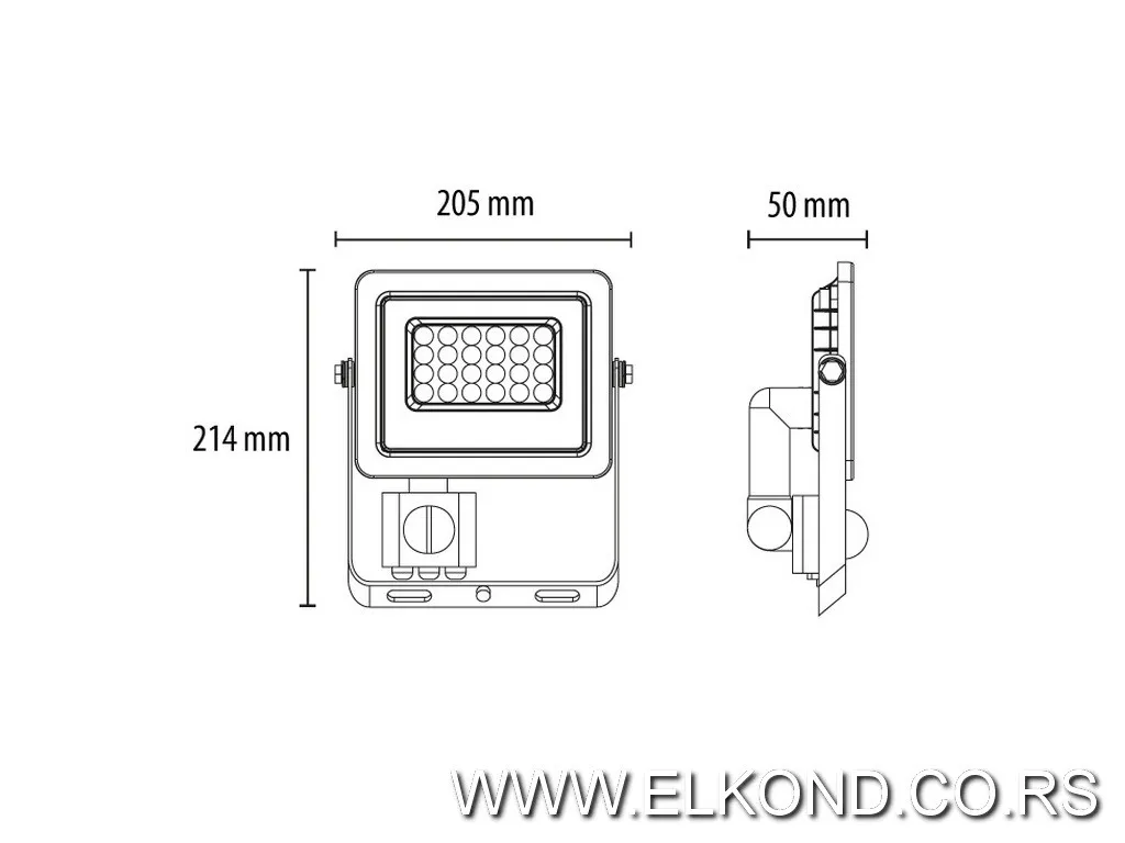 LED REFLEKTOR 50W SA SENZOROM PROSTO CRNI